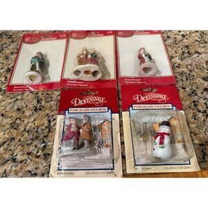 Dickens  Village Accessories Christmas Hand Crafted Lot Bundle Of 5 Figurines